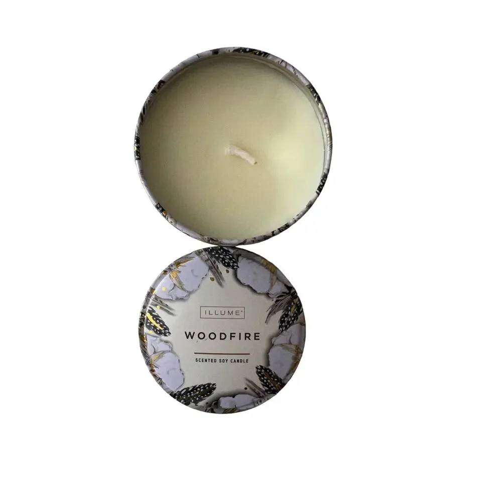 Illume Wood Fire 3 ounce Scented Soy Candle New